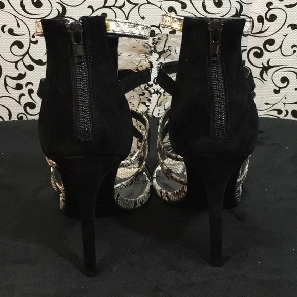 Shoe Republic LA Black Snake Embossed Feather Heel - Picture 3 of 5